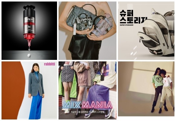 (왼쪽부터 시계방향) 휴젤 피알포, 프로엔자 스쿨러 PS1 백 한정판 에디션, LF 슈퍼스토리저, 유니클로-앰부쉬 협업 UT 라인업 선봬, 지유 믹스매니아 라인업, CJ ENM 오쇼핑부문 얼리 스프링 론칭. ⓒ 각 사