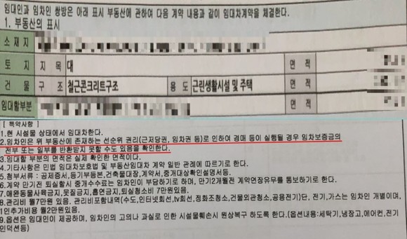 전세보증금 반환보증 가입이 불가능한 근린생활시설은 경매라는 최악의 경우를 대비해 특약사항 확인도 필수다. ⓒ 독자 제공