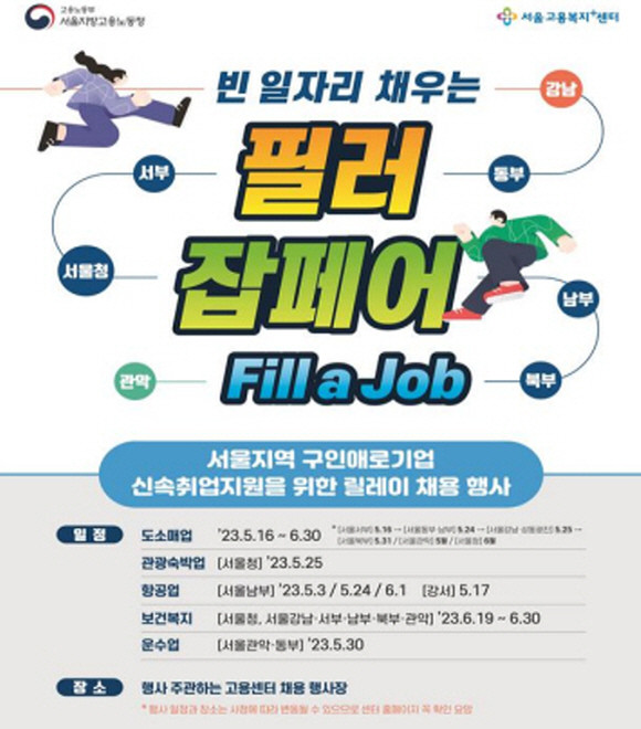 서울지방고용노동청은 서울지역 빈일자리 해소를 위해 5월과 6월에 서울권역 공동 채용행사를 개최할 계획이다. ⓒ 서울지방고용노동청