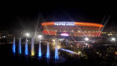 마닐라에서 북쪽으로 35㎞ 떨어진 불라칸 지역에 위치한 필리핀 아레나 야경. 지난 7월 말 필리핀 마닐라시 인근에 세워졌다. ⓒ 한화건설