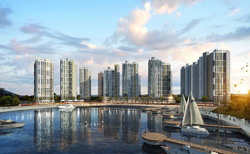 초특급 바다조망을 자랑하는 여수 웅천꿈에그린 투시도. ⓒ 한화건설