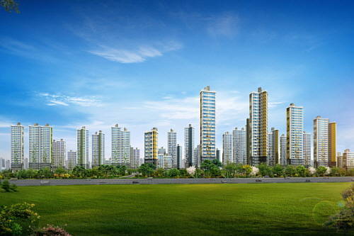 분양물량이 한꺼번에 몰리면서 경기도 평택시는 미분양의 무덤이라는 오명을 뒤집어썼다. 사진은 동문건설 '평택 지제역 동문 굿모닝힐 맘시티' 투시도. ⓒ 동문건설