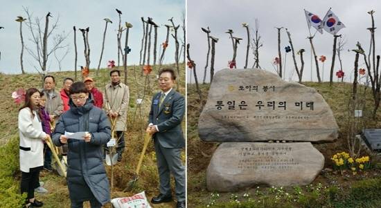 (사진 오른쪽) 이승재 군이 미처 함께 오지 못한 누나에 대한 그리움을 담은 편지를 낭독하고 있다. = 김성훈 기자