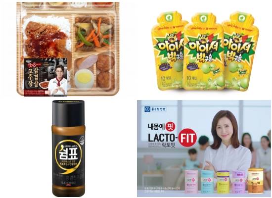 (왼쪽부터 시계방향) 세븐일레븐 '맛8도시락 아시아편·아이셔 빅구슬' 아이스크림, 종근당건강 '락토핏'의 신규 TV 광고' 시작, 일동제약 스트레스솔루션 쉼표. ⓒ 각 사