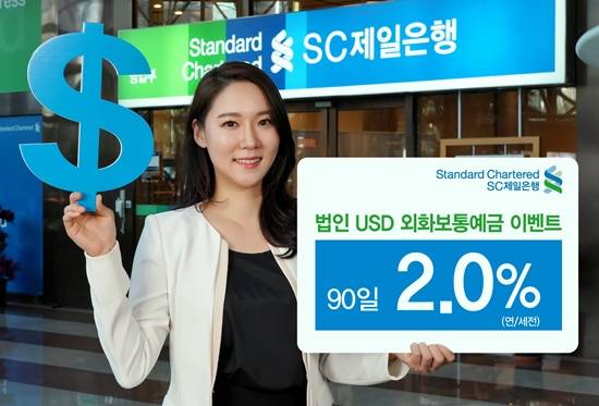 SC제일은행은 중소기업 법인이 미 달러 외화보통예금에 가입하면 최고 금리 연 2.0%를 제공하는 이벤트를 실시한다고 6일 밝혔다. ⓒ SC제일은행