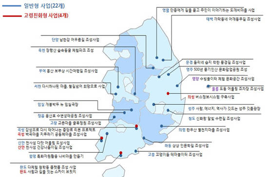 2019년 지역수요 맞춤지원 공모사업 지원대상지 및 대상 사업. ⓒ 국토교통부