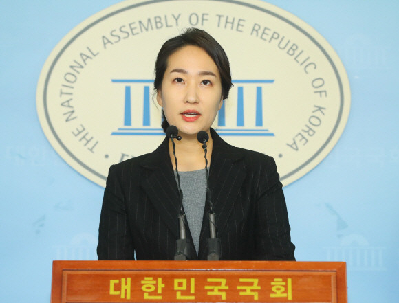 김수민 국민의당(가칭) 창당준비위원회 대변인은 14일 기자회견장에서 정세균 국무총리의 발언에 대해 비판했다. ⓒ 연합뉴스