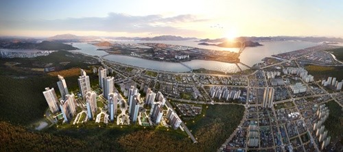광양 동문굿모닝힐 맘시티 항공조감도 ⓒ 동문건설