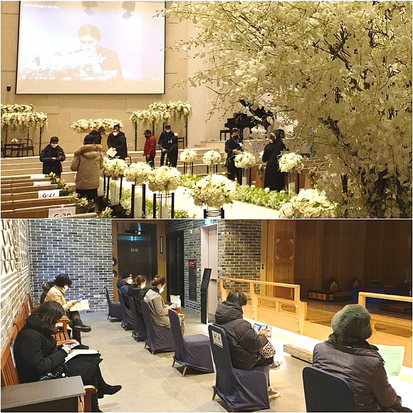 9층에 마련된 투표 장소(위)와 10층 폐백실에서 대기 중인 조합원들 모습(아래). = 김화평 기자