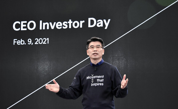 송호성 기아 사장이 CEO 인베스터 데이에서 발표를 하는 모습. ⓒ 기아