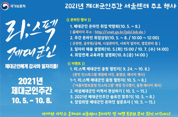 2021 제대군인주간 주요 행사 일정. ⓒ 서울제대군인지원센터
