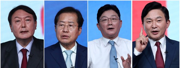 국민의힘 대선 주자를 뽑는 2차 컷오프를 통과한 (왼쪽부터)윤석열, 홍준표, 유승민, 원희룡 후보. ⓒ 연합뉴스