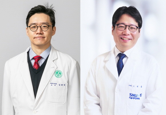 김휘영 이대목동병원 소화기내과 교수(왼쪽)와 이정훈 서울대병원 내과 교수. © 이화의료원