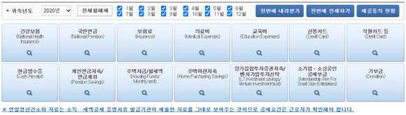 국세청 소득·세액공제 자료 조회 ⓒ국세청 홈페이지