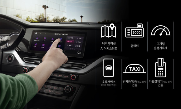 택시 영업에 필요한 다양한 기능을 통합 제공하는 올인원 디스플레이(All-in-One Display). ⓒ 기아