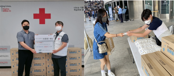 올바른사람들은 친환경 제품을 활용해 사회적 약자들을 위한 봉사활동을 진행하고 있다. 또 생분해 제품에 대한 단점을 보완하고 종이 포장지류의 한계를 극복하는 제품을 연구중이다.ⓒ 올바른사람들