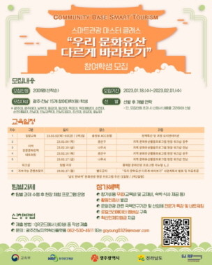 '스마트 관광 마스터 클래스-우리 문화유산 다르게 바라보기' 홍보물. ⓒ 프라임경제