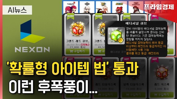 [AI뉴스룸] 국회 넘은 '확률형 아이템 공개'…