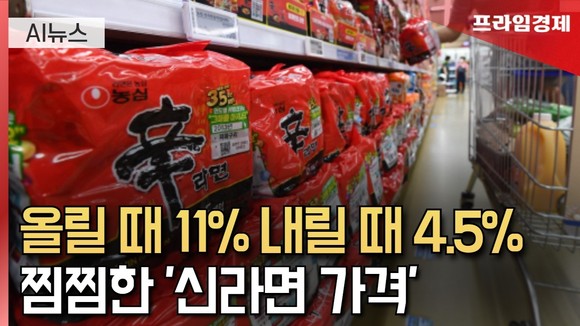 [AI뉴스룸] '신라면' 가격, 11% 인상과 4.5% 인하의 이중성