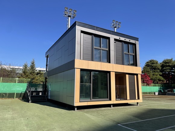 GS건설이 용인기술연구소에 설치한 철골 모듈러 목업(Mock-up) 외부 전경. ⓒ GS건설