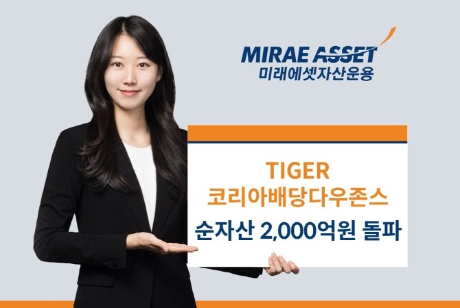 미래에셋자산운용의 'TIGER 코리아배당다우존스 ETF(0052D0)' 순자산이 2000억원을 돌파했다. ⓒ 미래에셋자산운용