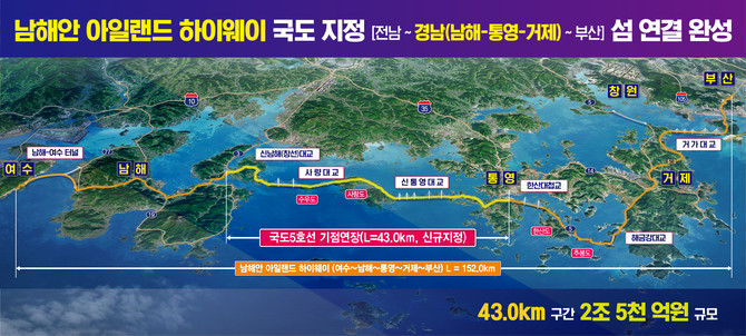 해상국도 5호선 기점 '남해군 창선면'으로 확정 쾌거. ⓒ 남해군