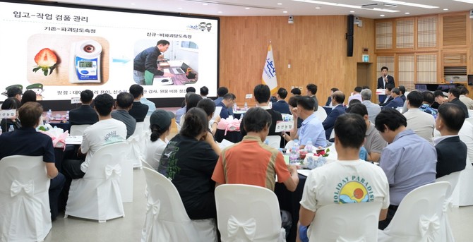 시는 11일 '논산딸기 품질관리 이행평가 결과 보고회'를 개최하고 있다. ⓒ 논산시