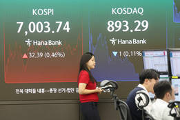 코스피, 기관 매수세에 '7000선 탈환'…코스닥 0.11%↓