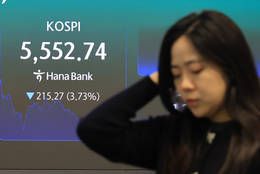 코스피, 外人·기관 '쌍끌이 매도'에 '5500선 후퇴'