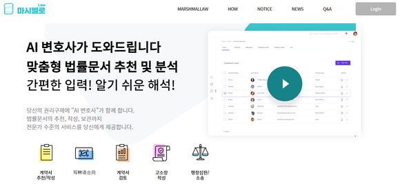 리걸인사이트의 법률 문서 작성 인공지능(AI) '마시멜로' 홈페이지 갈무리. ⓒ 프라임경제