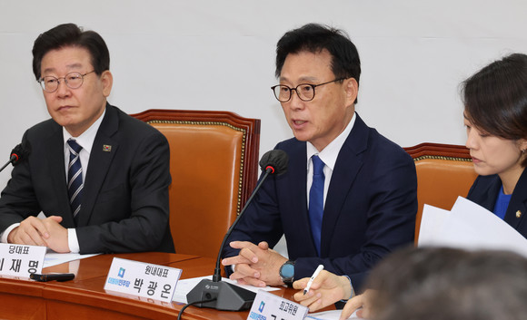 박광온 더불어민주당 원내대표가 31일 국회에서 열린 최고위원회의에서 발언하고 있다. ⓒ 연합뉴스