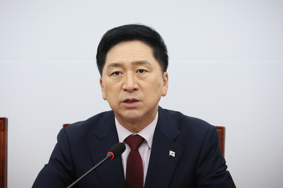 김기현 국민의힘 대표가 14일 국회에서 열린 최고위원회의에서 발언하고 있다. ⓒ 연합뉴스