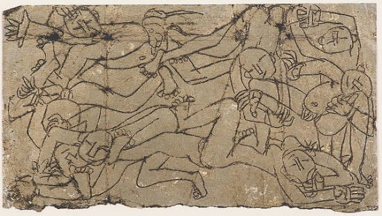이중섭 화백의 '아이들'(8.5x15cm 은지화 연도미상). ⓒ 부산은행