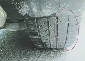 O사 차량의 편마모 장면. ⓒ 천안시