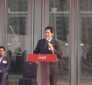 정용진 신세계그룹 부회장이 스타필드 하남 그랜드 오픈 기념식에서 축사를 하고 있다. = 임혜현 기자