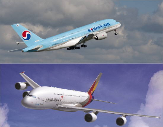 항공주가 원화가치 하락과 신용등급 조정 등의 영향 대외적 악재가 겹치며 주가 반등에 힘겨운 모습을 보이고 있다. ⓒ 각사