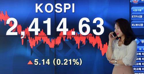 증권업종이 올초 대비 44.4% 증가하며 업종지수별 등락률에서 가장 높은 상승률을 보이고 있다. 사진은 지난 14일 사상 최고가로 마감한 코스피지수. ⓒ 뉴스1