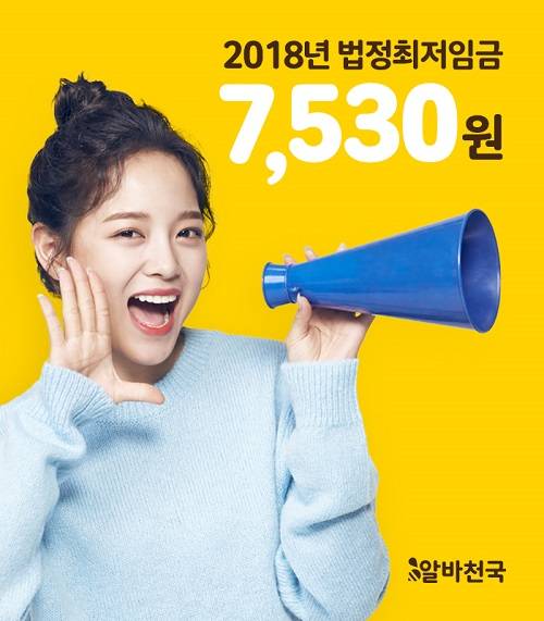 알바천국이 2018년 최저임금 7530원 결정에 대해 고용주를 대상으로 설문조사를 실시한 결과 10명 중 7명은 '불만족스럽다'고 답했다. ⓒ 알바천국