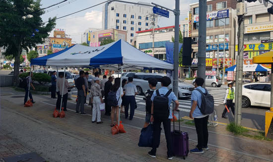 광주 송정역 앞 그늘막 쉽터. ⓒ 광주광역시