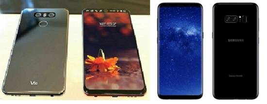 LG전자 V30(왼쪽)와 갤럭시노트8(오른쪽) 추정 이미지. ⓒ 웨이보