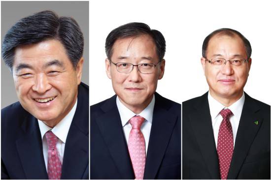 왼쪽부터 권오갑 현대중공업지주(가칭) 신임 대표이사, 주영걸 현대일렉트릭 대표, 공기영 현대건설기계 대표. ⓒ 현대중공업