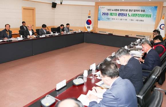 지난 7일, 시청 상황실에서 제2차 노사민정협의회를 개최하고 있다. ⓒ 광양시
