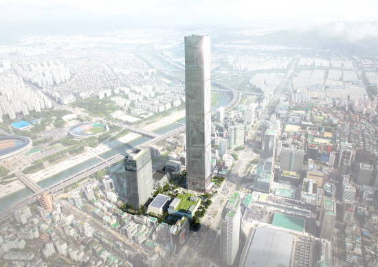 '현대차그룹 글로벌 비즈니스센터(GBC)' 투시도. 17일 발표된 '2019 정부정책방향'에서 GBC프로젝트 조기 완공 지원을 발표하면서 정체되었던 사업이 급물살을 탈 것으로 예상된다. ⓒ 현대자동차그룹