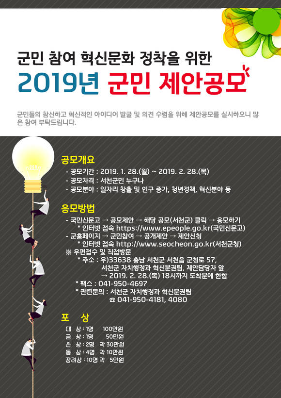 2019년 군민제안 공모 실시 포스터. ⓒ 서천군