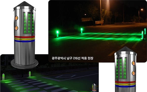 전라남도 광주시가 교통사고 위험이 많은 횡단보도에 LED조명을 설치하고 있어요. ⓒ 네이버 블로그