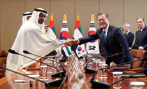 이번 모하메드 왕세제의 공식방한은 지난해 3월 문 대통령의 UAE 공식 방문에 대한 답방이자 모하메드 왕세제의 5번째 공식 방문으로 양국 간 '특별 전략적 동반자 관계'를 더욱 공고히 다지는 계기가 된 것으로 평가된다. ⓒ 청와대