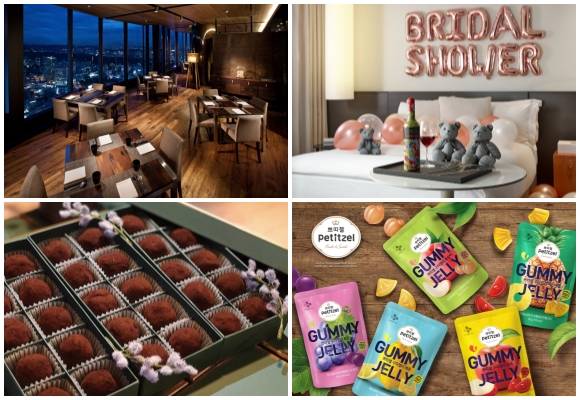 (왼쪽부터 시계방향) 워커힐 와인 디너, 신라스테이 파티 올 데이 패키지, 글래드호텔 메이 아이 스페셜·모먼트 패키지. ⓒ 각 사