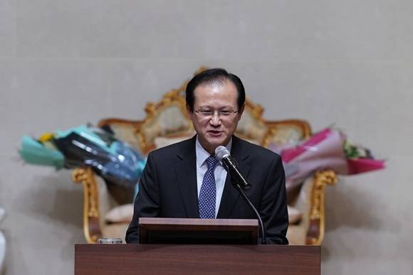 이기성 가정연합회장이 기념사를 하고 있다. ⓒ 가정연합