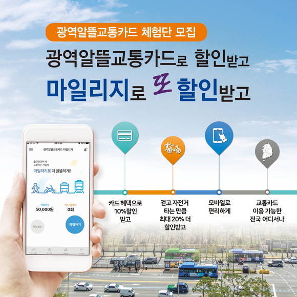 광역알뜰교통카드 체험단 모집 포스터에요. ⓒ 광역알뜰교통카드 마일리지 홈페이지