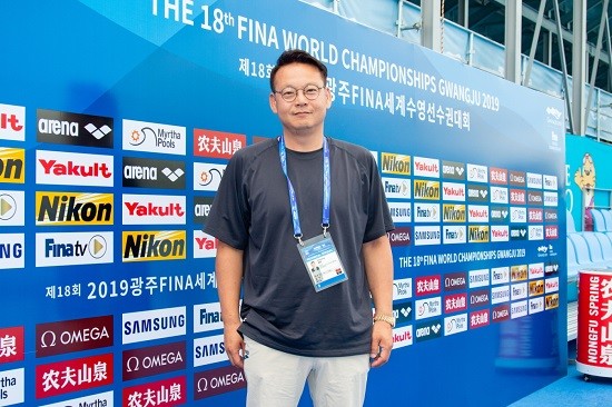 FINA 최초 한국인 심판 안진용씨 ⓒ 2019 광주세계수영선수권대회 조직위원회